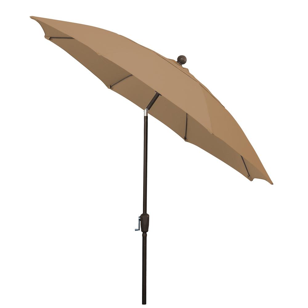 9' Oct Patio Tilt Umbrella 8 Rib Crank with Beige Solution Dyed Poly Canopy. Picture 2