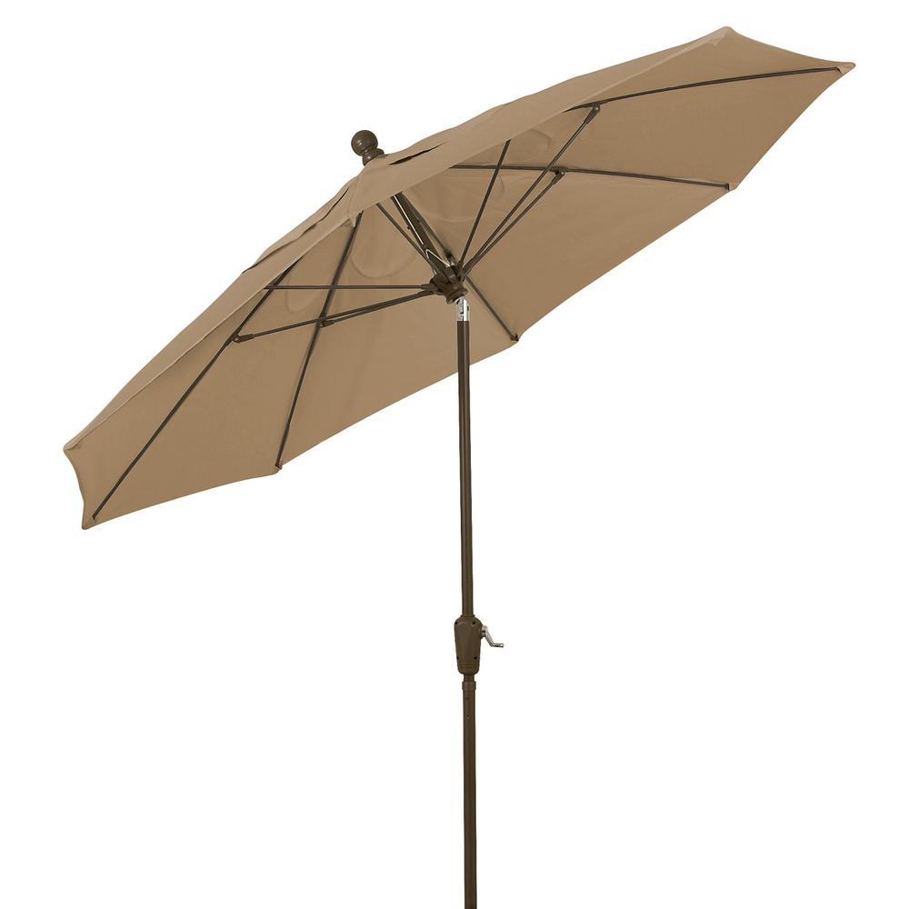 9' Oct Patio Tilt Umbrella 8 Rib Crank with Beige Solution Dyed Poly Canopy. Picture 1