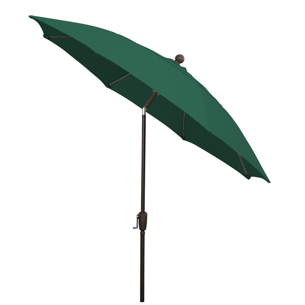 9' Oct Patio Tilt Umbrella 8 Rib Crank with Forest Green Solution Canopy. Picture 2