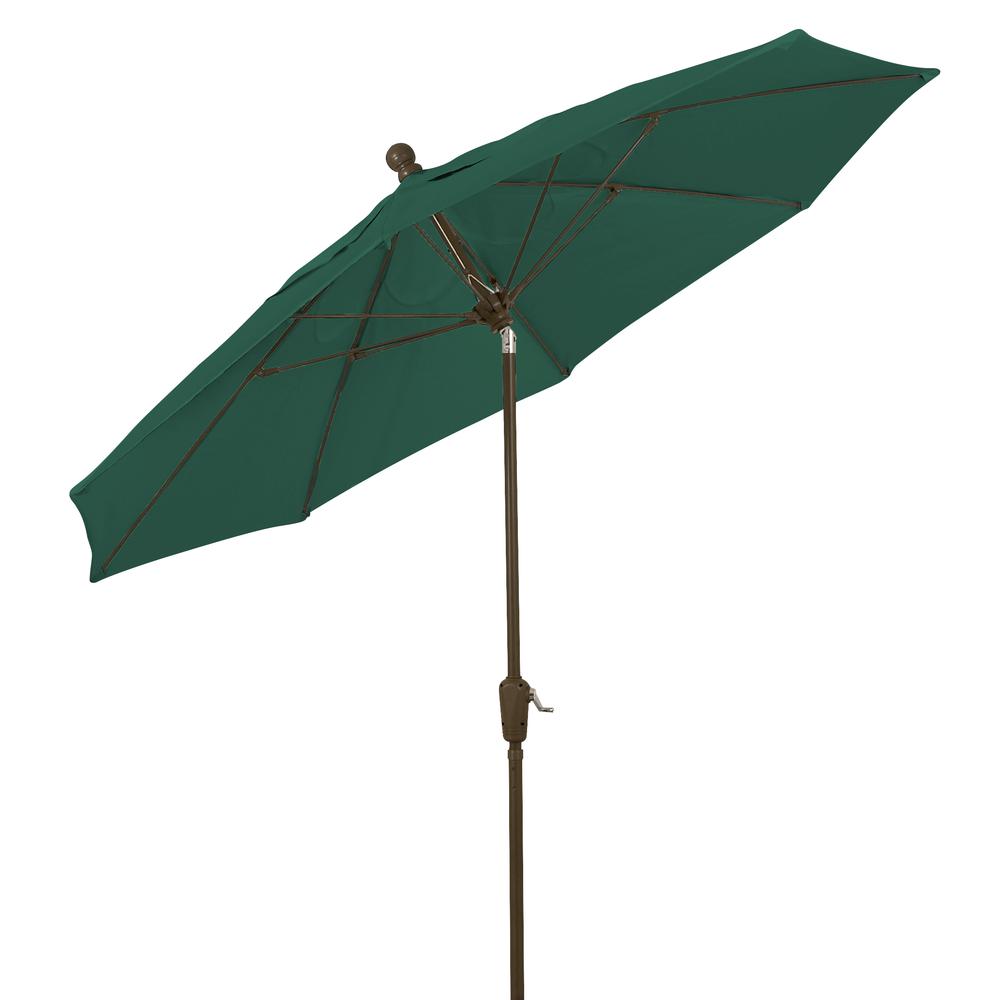 9' Oct Patio Tilt Umbrella 8 Rib Crank with Forest Green Solution Canopy. Picture 1