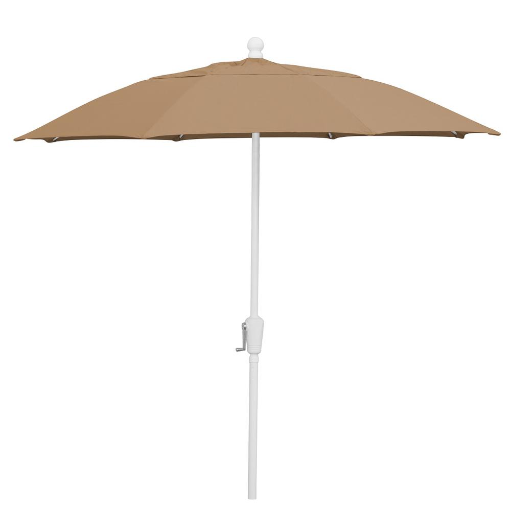 9' Oct Patio Umbrella 8 Rib Crank Lift with Beige Solution Dyed Poly Canopy. Picture 1