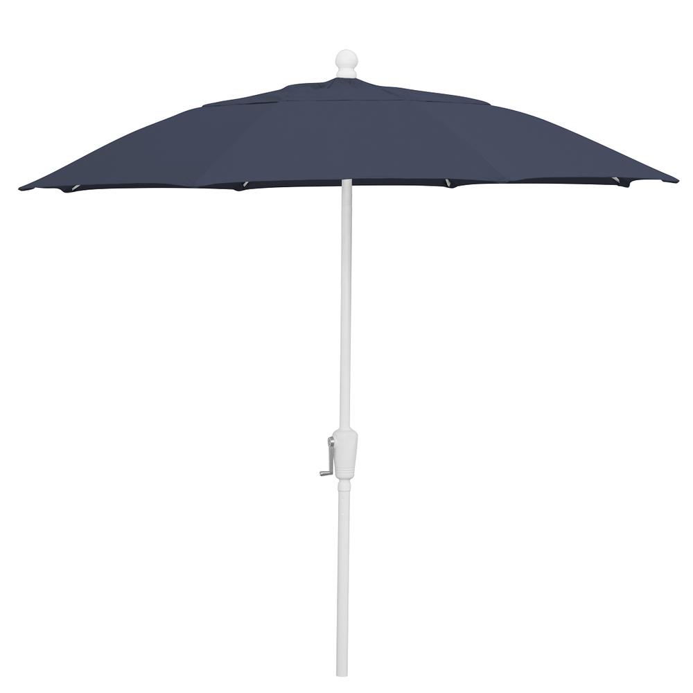 9' Oct Patio Umbrella 8 Rib Crank Lift with Navy Blue Solution Dyed Poly Canopy. Picture 1