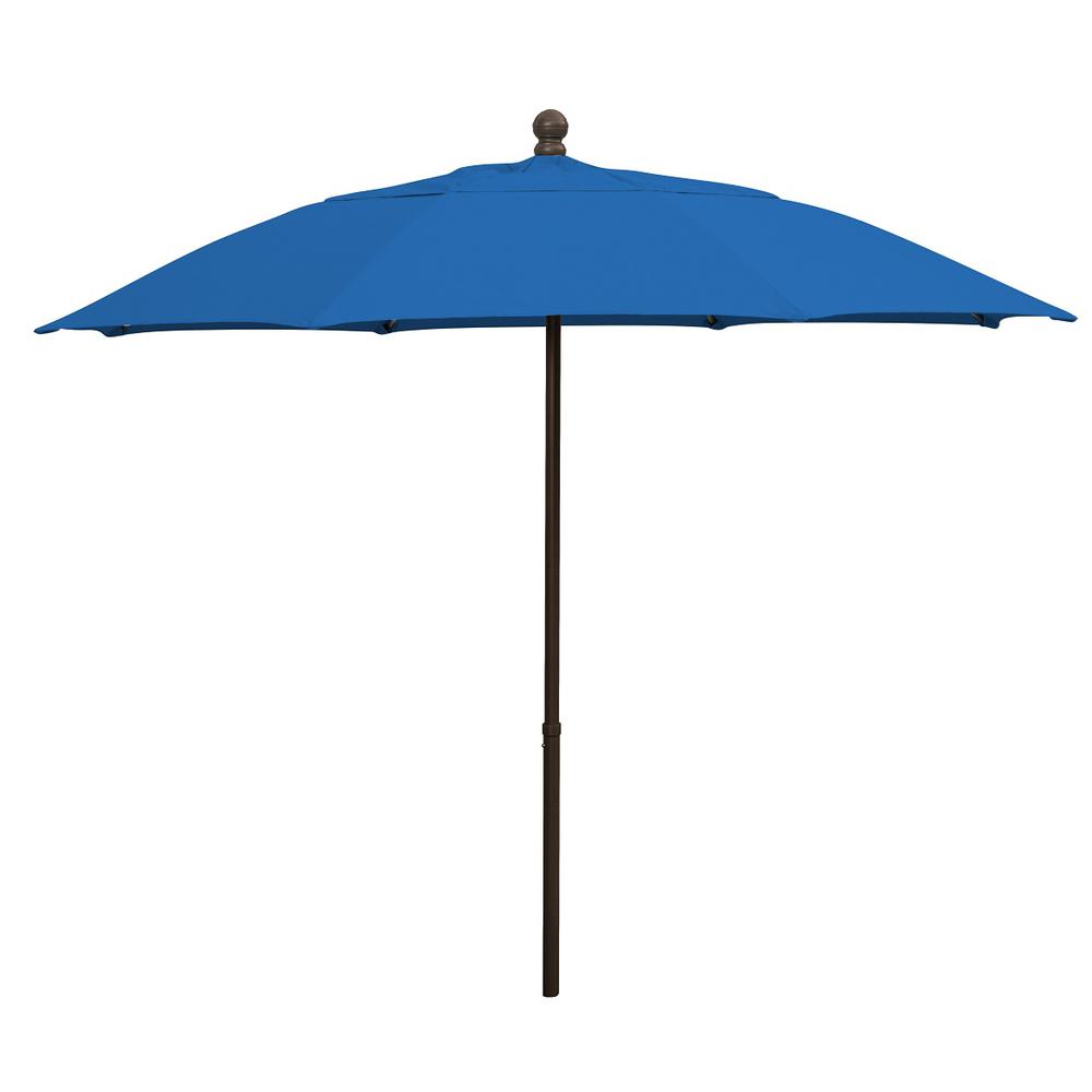 9' Oct Patio Umbrella 8 Rib with Pacific Blue Solution Dyed Poly Canopy. Picture 1