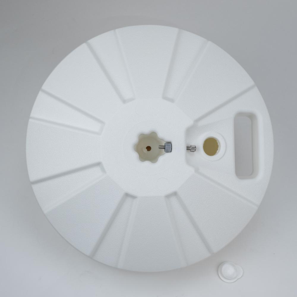16" Dia Plastic White Umbrella Base Fits 1.5" Dia Umbrella Poles. Picture 1
