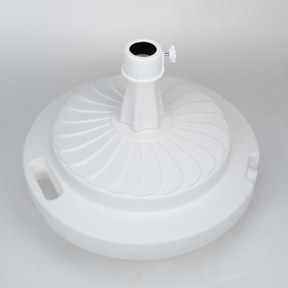 22" Diameter Resin White Umbrella Base Fits 1.5" & 2.0" Diameter Umbrella Poles. Picture 4