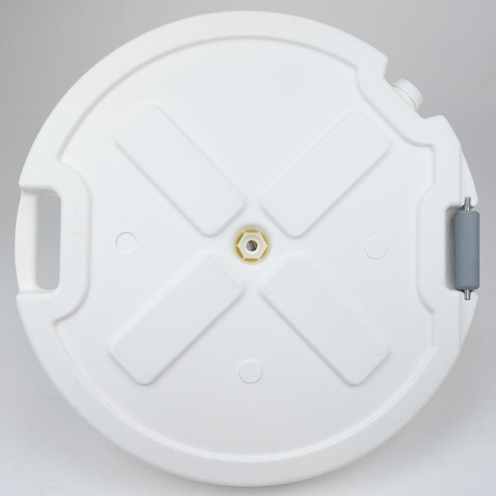 22" Diameter Resin White Umbrella Base Fits 1.5" & 2.0" Diameter Umbrella Poles. Picture 2