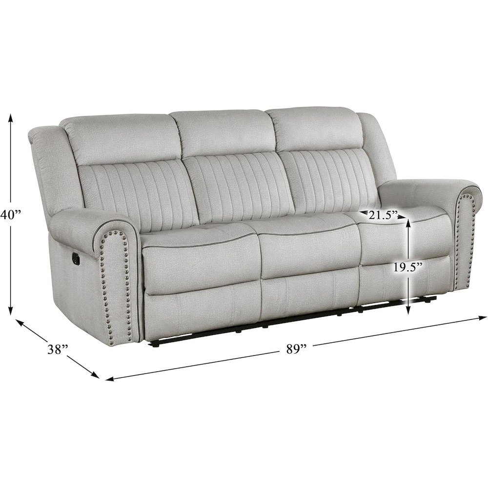 Lexicon Brennen Microfiber Double Reclining Sofa in Mist. Picture 7