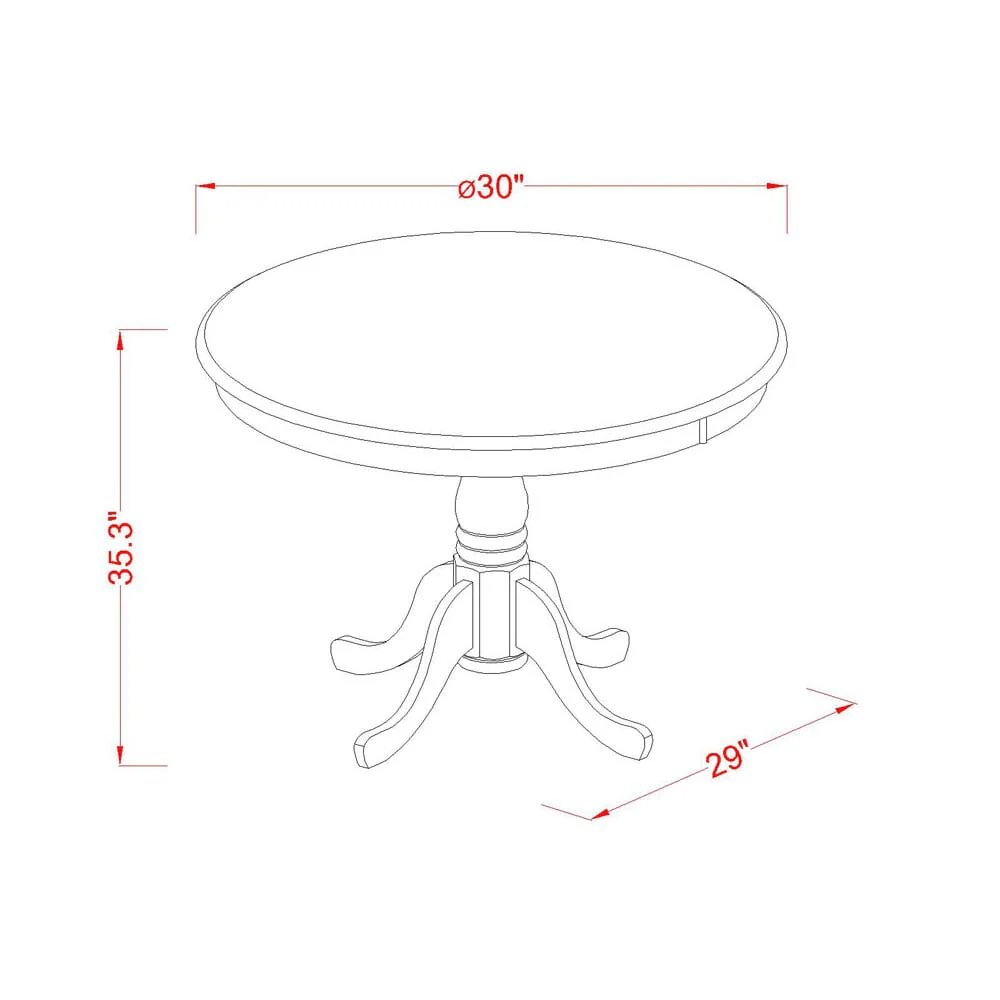 3 Pc Dining Room Table Set, Round Dining Table with Pedestal, 2 Linen Fabric Upholstered Chairs, Black & Cherry. Picture 5
