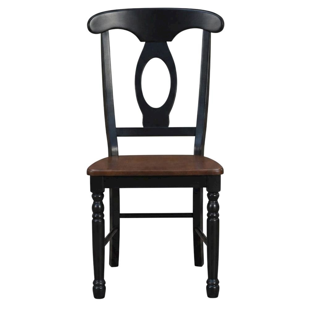 Casual Oak-Black Finish Side Chair with Distressed Look and Solid Rubberwood. Picture 4