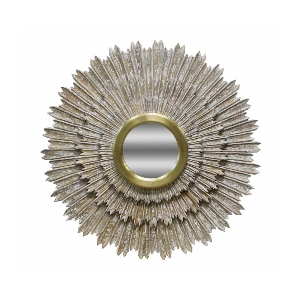 Transitional Falcon Sunburst Wall Décor with Mirror. Picture 1