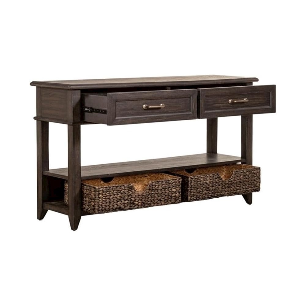 Mill Creek 2 Drawer Sofa Table in Peppercorn. Picture 1