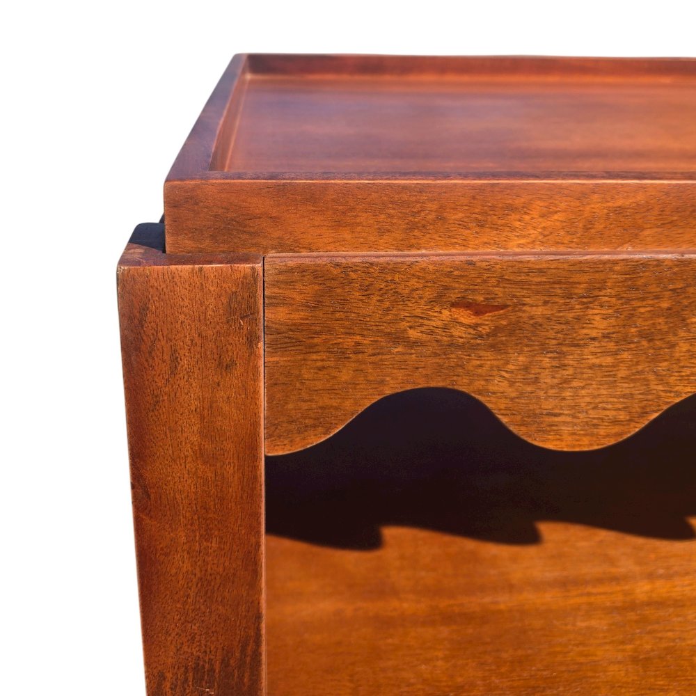Scallop Coffee Table - Rectangular Mango Wood Side Table - Lower Shelf. Picture 8