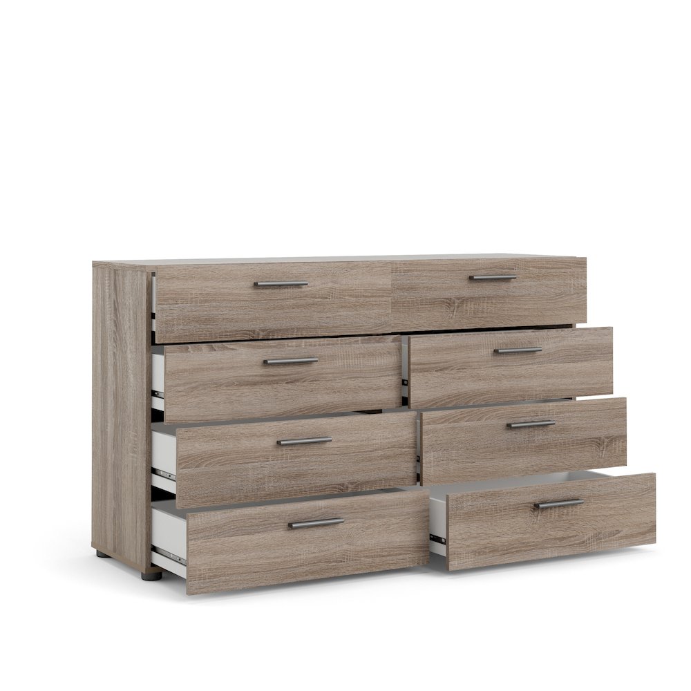 Elegant 8 Drawer Dresser in Truffle Oak for Modern Bedroom Storage Solutions. Picture 7