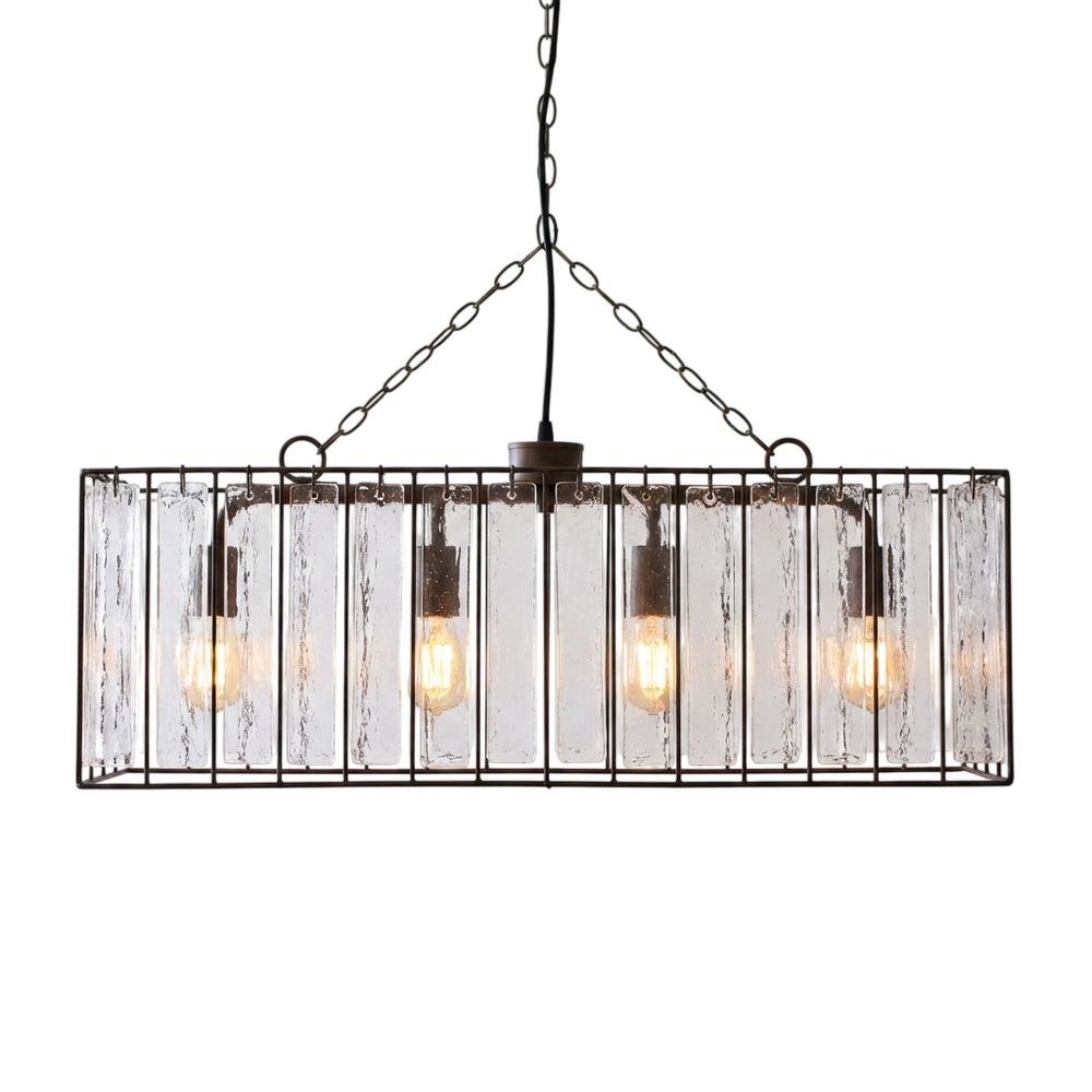 Rectangle Pendant Light With Glass Chimes. Picture 1