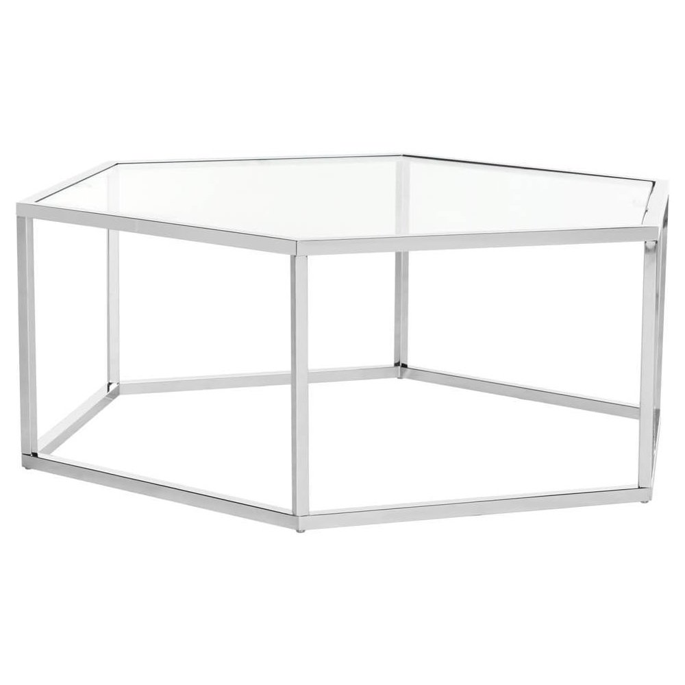 Home Collection Eliana Chrome and Glass Hexagon Coffee Table. Picture 2