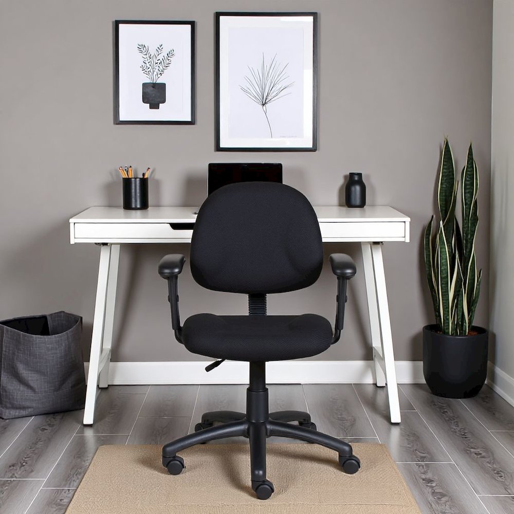 Black Office Chair With Adjustable Arms, Desk Chair Comfy For Home Office. Picture 2