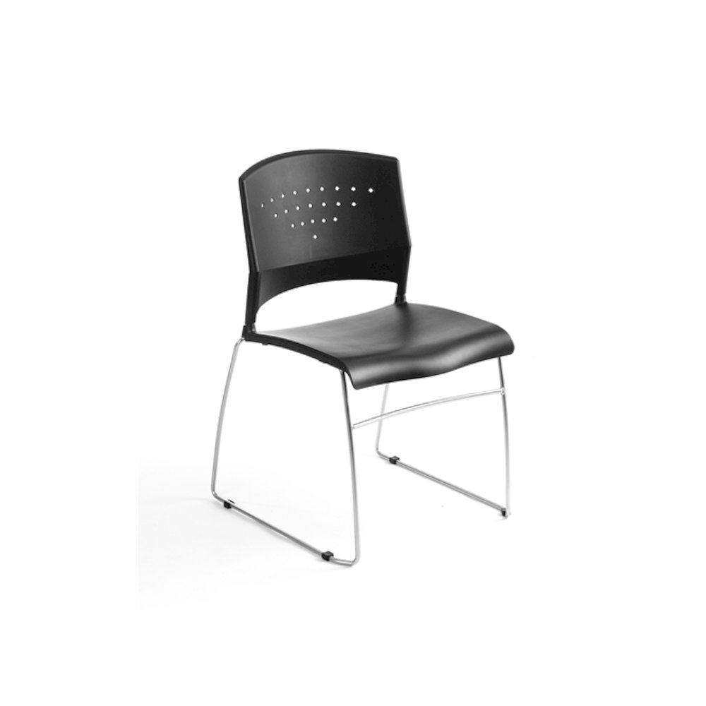 Boss Black Stack Chair With Chrome Frame 2 Pcs Pack. Picture 1