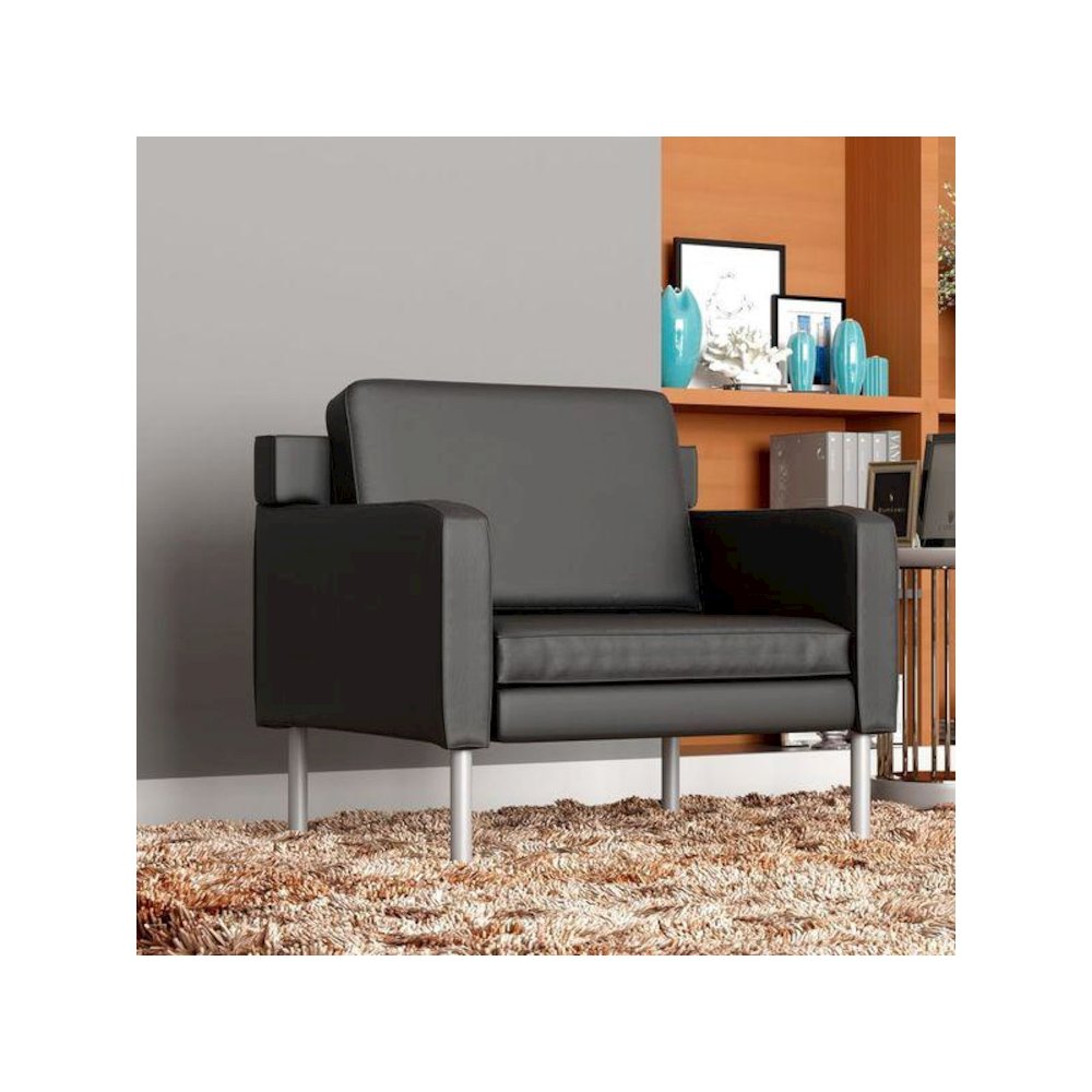 Boss Black Antimicrobial Vinyl Lounge Chair. Picture 2