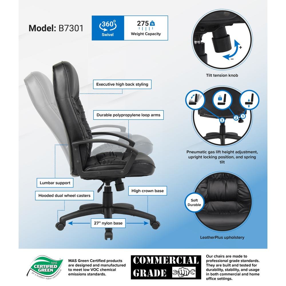 Boss High Back LeatherPlus Chair. Picture 2