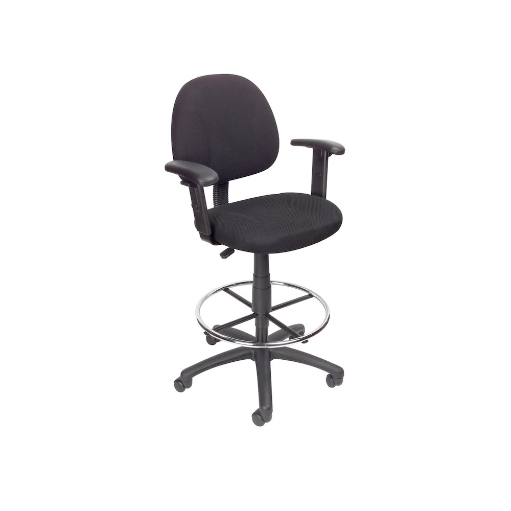 Boss Drafting Stool (B315-Bk) W/Footring And Adjustable Arms. Picture 1