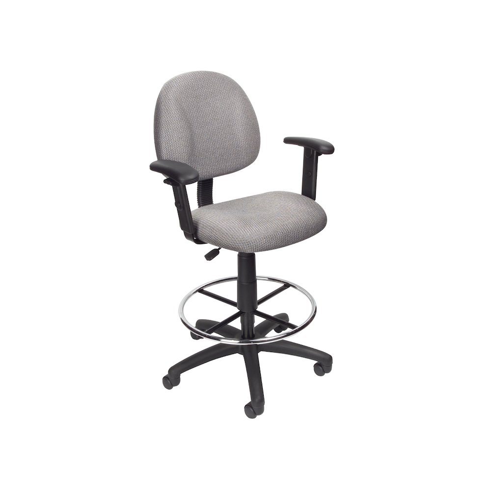 Boss Drafting Stool (B315-Gy) W/Footring And Adjustable Arms. Picture 1