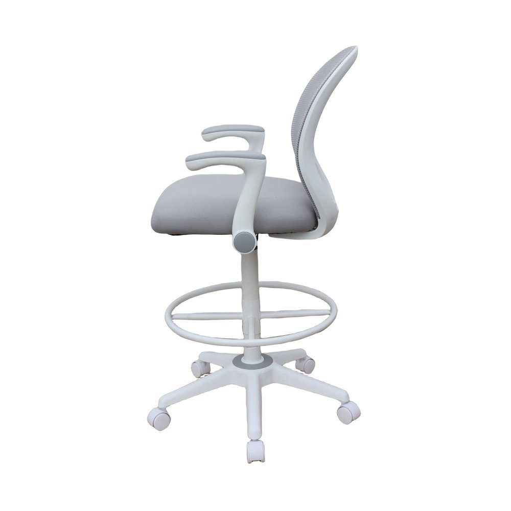 Boss Grey Mesh, Flip Arm, Stool, White Frame. Picture 2