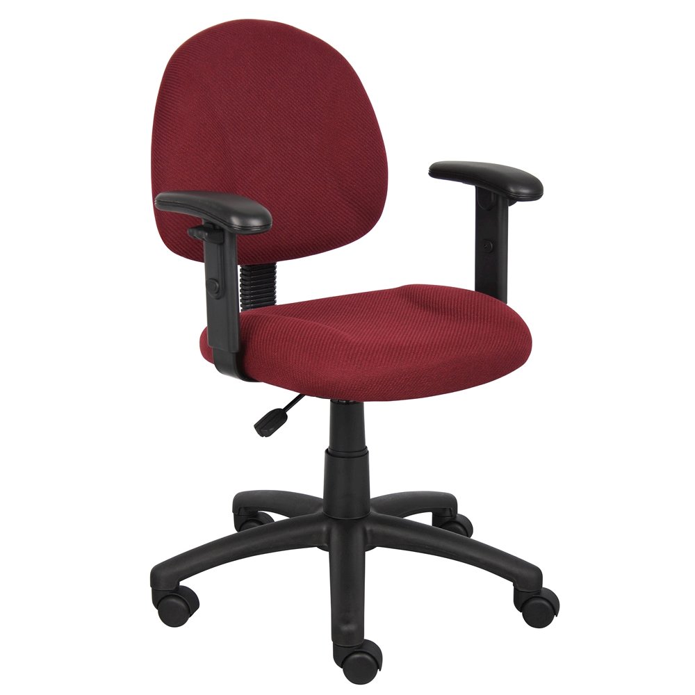 Burgundy Office Chair With Adjustable Arms, Desk Chair Comfy For Home Office. Picture 1