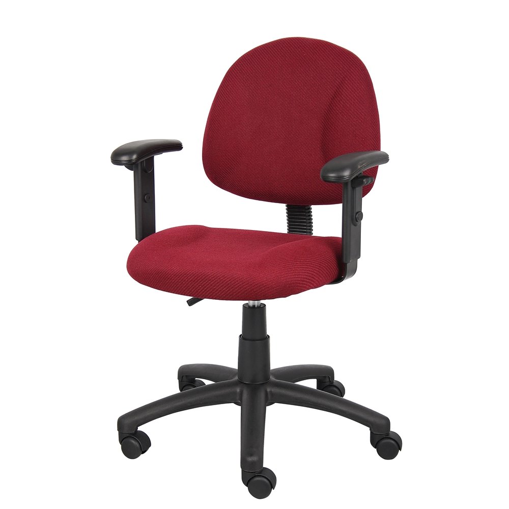 Burgundy Office Chair With Adjustable Arms, Desk Chair Comfy For Home Office. Picture 7