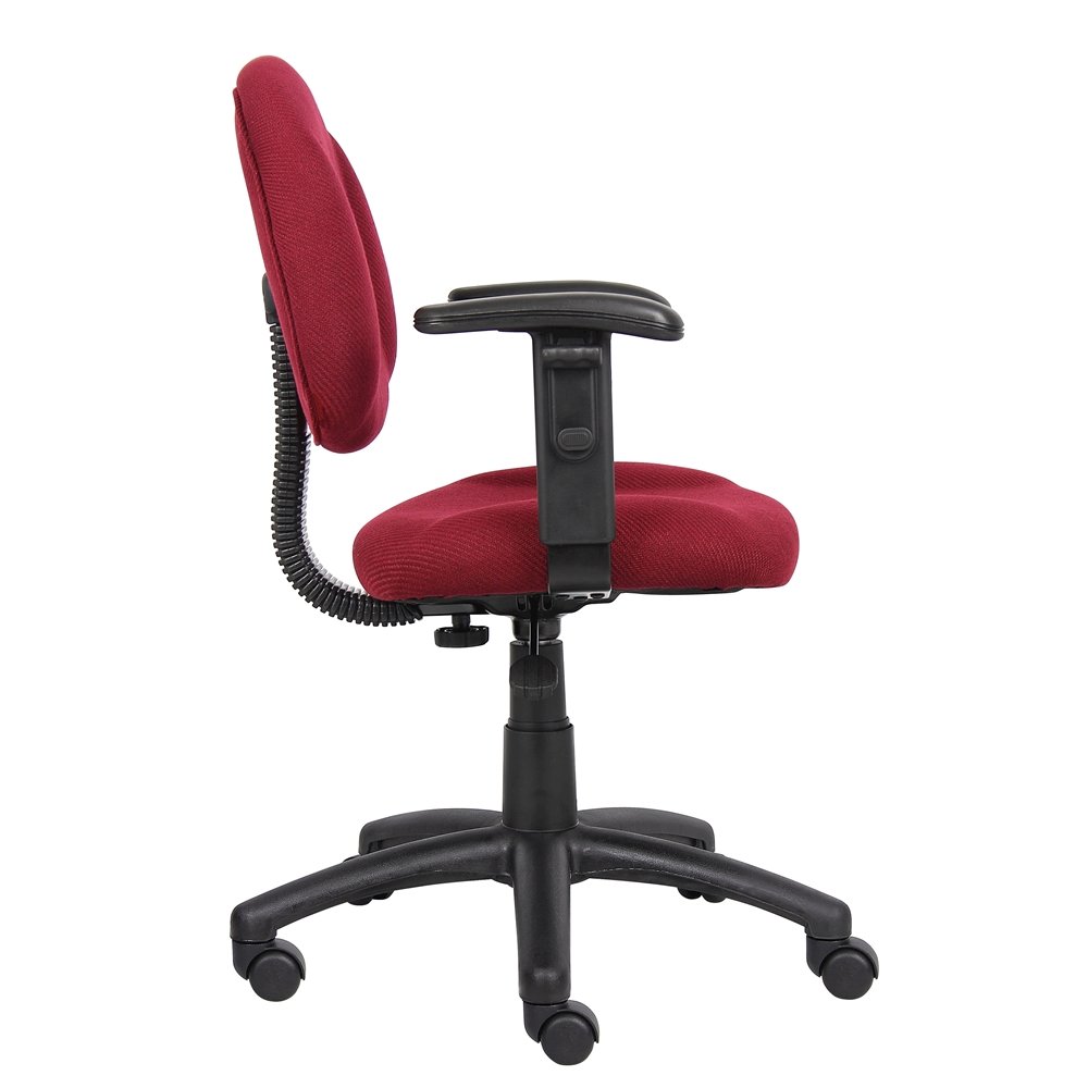 Burgundy Office Chair With Adjustable Arms, Desk Chair Comfy For Home Office. Picture 8