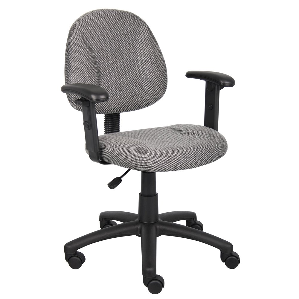 Gray Office Chair With Adjustable Arms, Desk Chair Comfy For Home Office. Picture 4