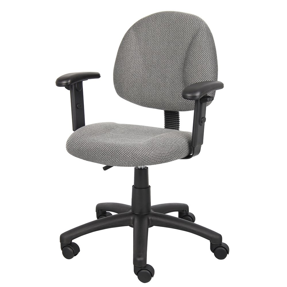 Gray Office Chair With Adjustable Arms, Desk Chair Comfy For Home Office. Picture 1