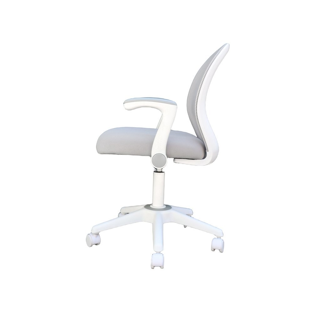 Boss Grey Mesh, Flip Arm, Task Chair, White Frame. Picture 2