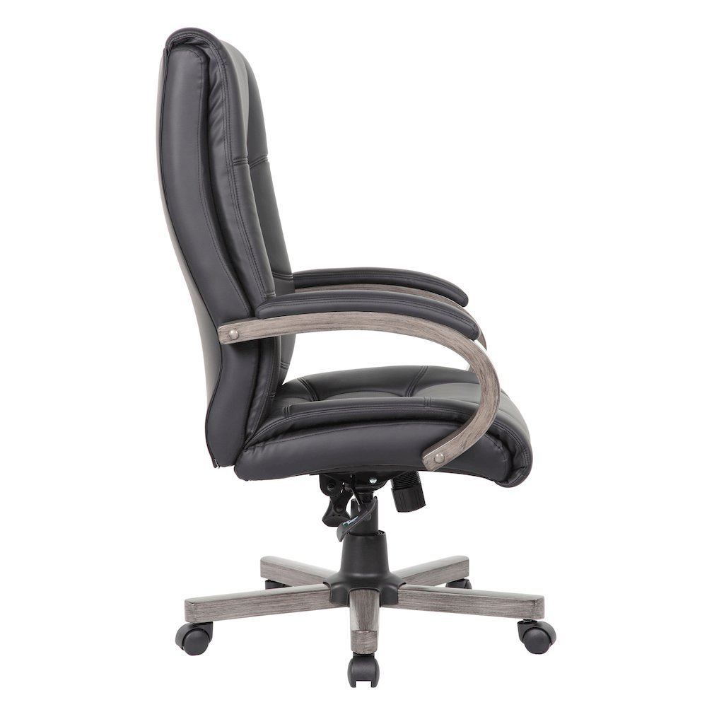 Boss High Back Executive Wood Finished Chair, Grey. Picture 2