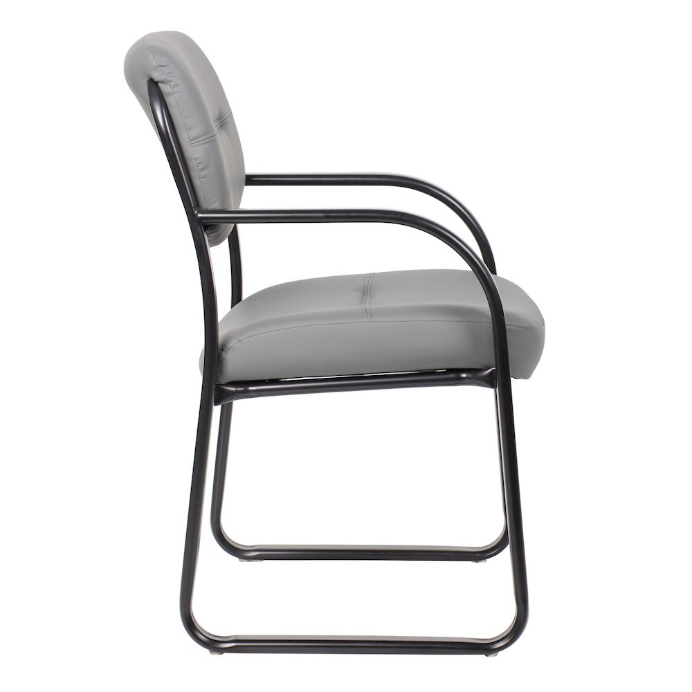 Boss Leather Sled Base Side Chair, Grey. Picture 2