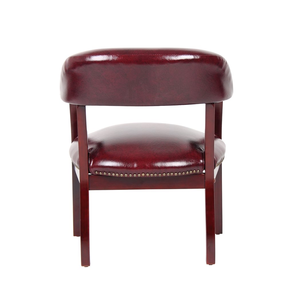 Burgundy Captains Chair for Office Furniture or Poker Room, No Wheels Design. Picture 7