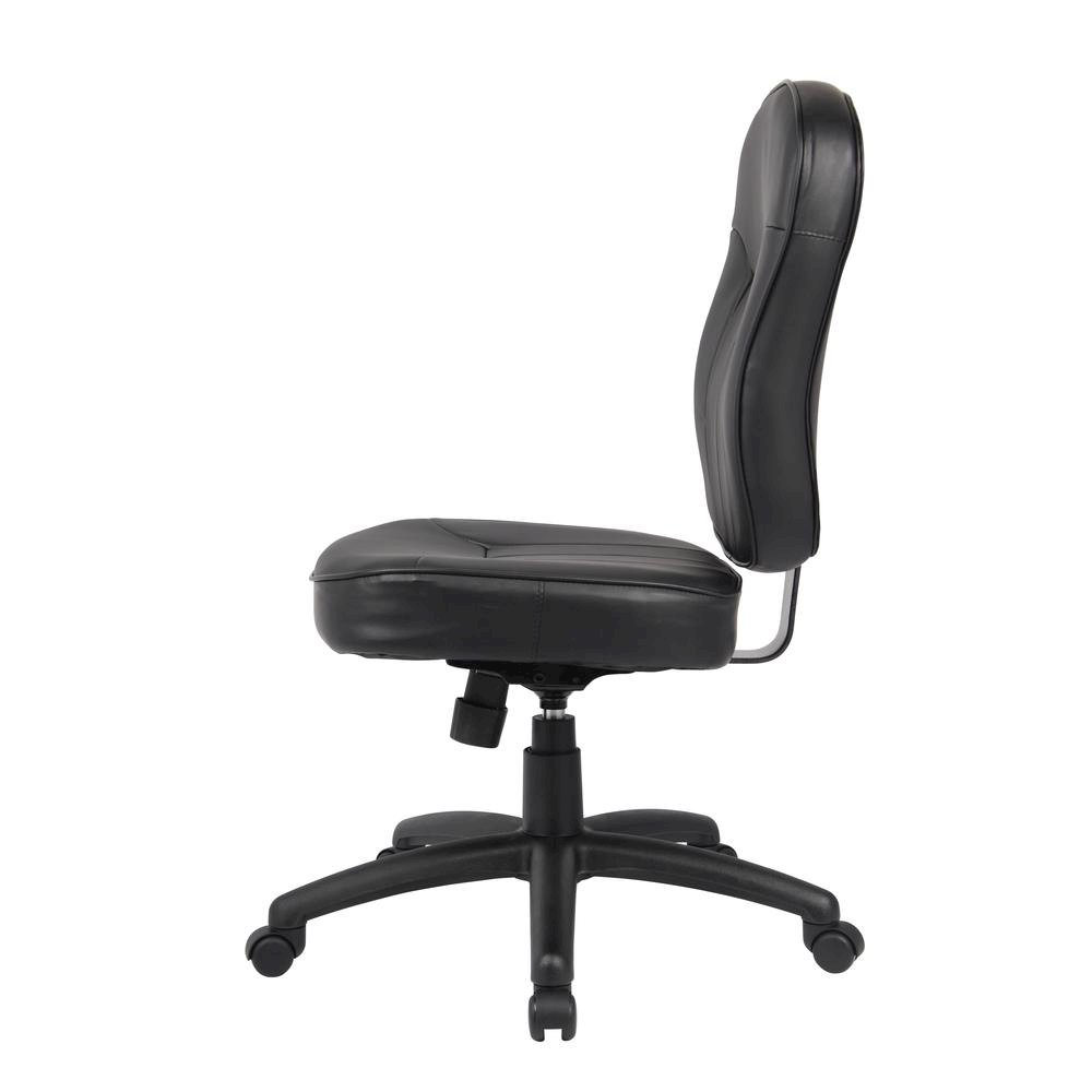 Black Leather Office Guest Chair for Client Meetings and Reception Use. Picture 5