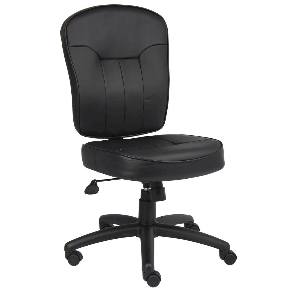 Black Leather Office Guest Chair for Client Meetings and Reception Use. Picture 4
