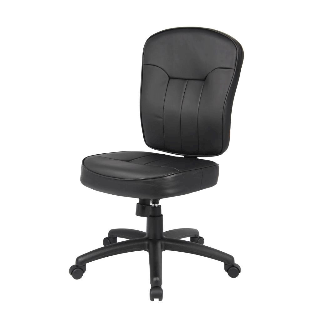 Black Leather Office Guest Chair for Client Meetings and Reception Use. Picture 1