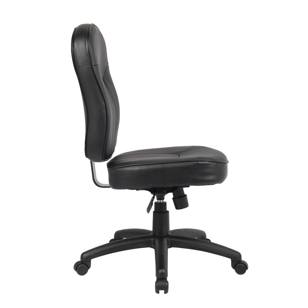 Black Leather Office Guest Chair for Client Meetings and Reception Use. Picture 6