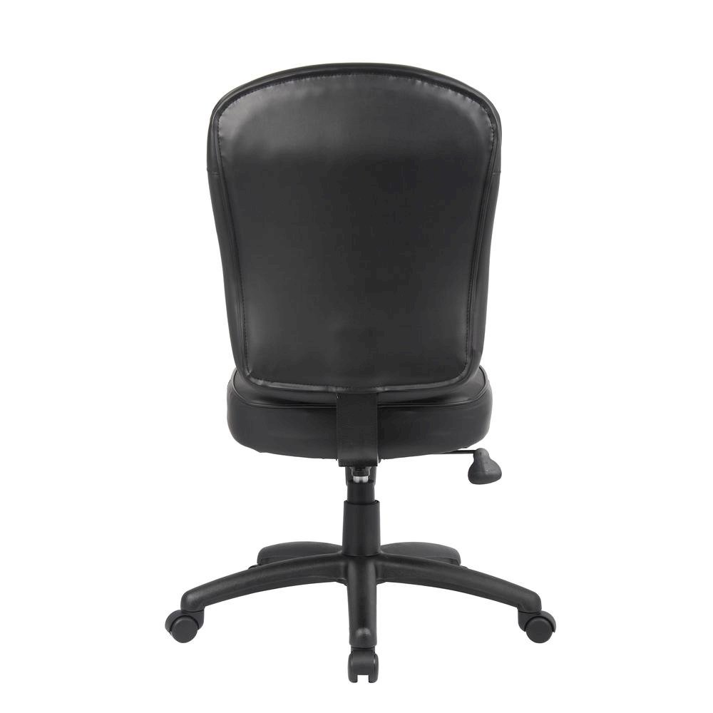 Black Leather Office Guest Chair for Client Meetings and Reception Use. Picture 7