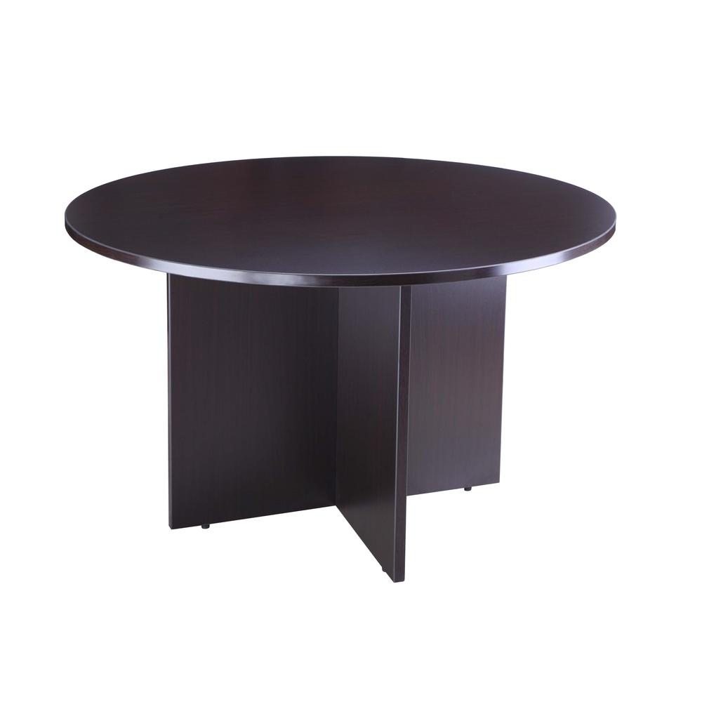 Boss 47" Round Table, Mocha & 4 Boss Mesh 4-Legged Guest Chair. Picture 1