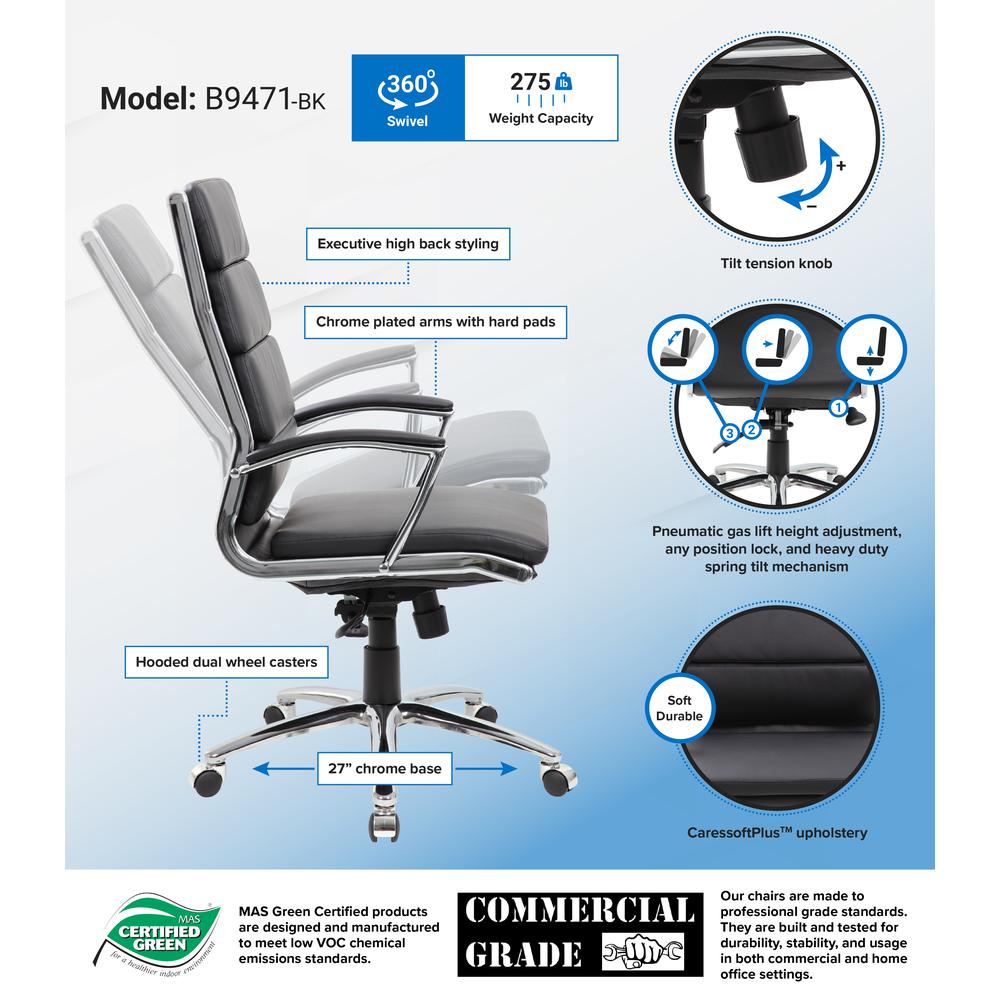 Boss Executive CaressoftPlus™ Chair with Metal Chrome Finish. Picture 4