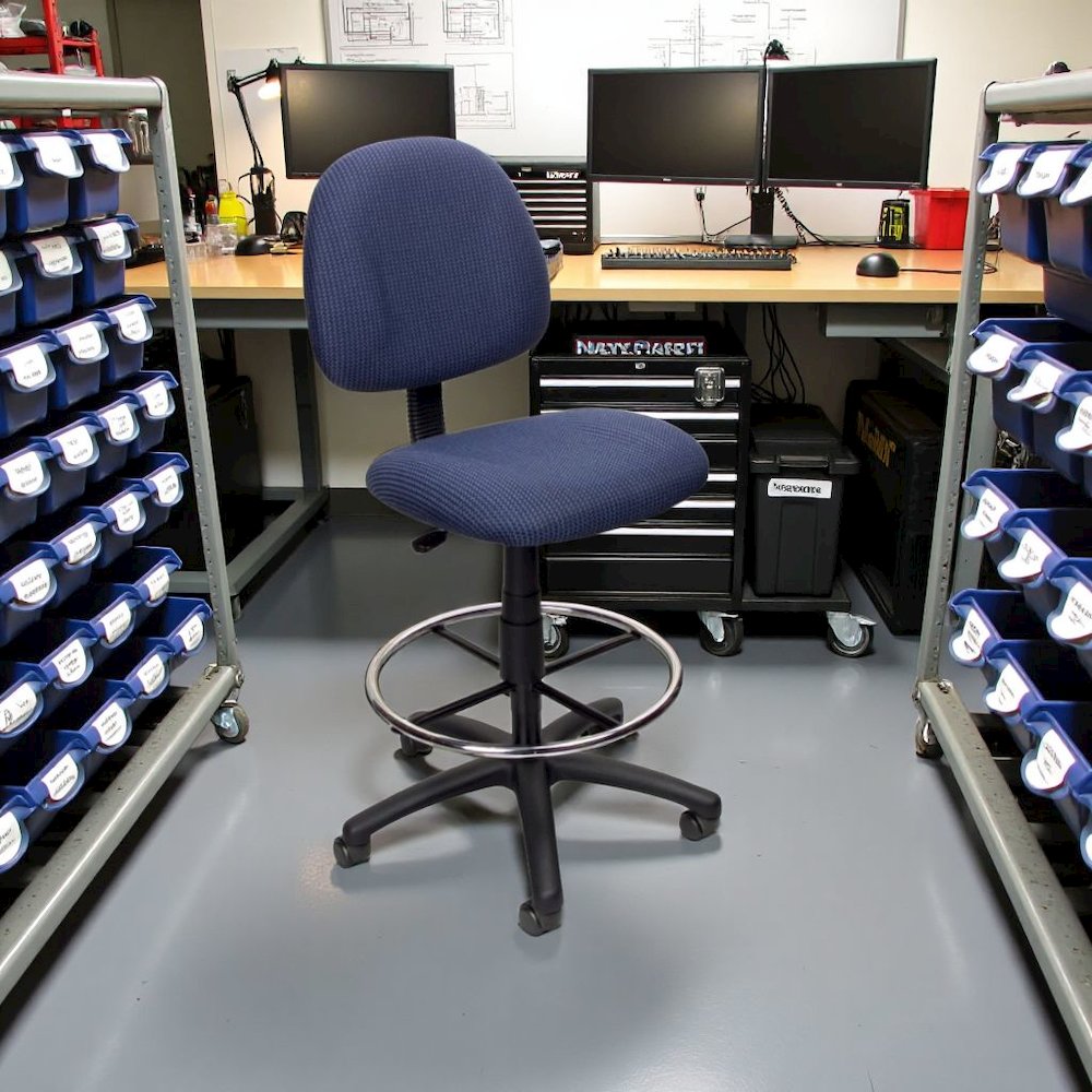 Blue Drafting Chair, Tall Office Chair For Standing Or Tall Desk Use. Picture 3