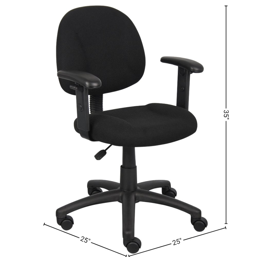 Black Office Chair With Adjustable Arms, Desk Chair Comfy For Home Office. Picture 9
