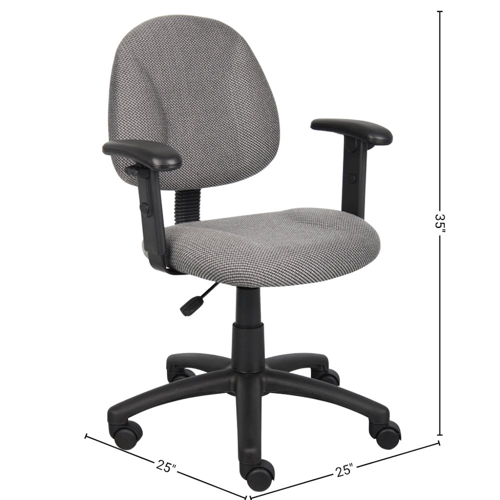 Gray Office Chair With Adjustable Arms, Desk Chair Comfy For Home Office. Picture 9