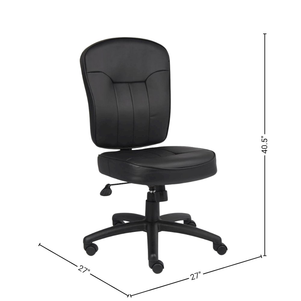 Black Leather Office Guest Chair for Client Meetings and Reception Use. Picture 8