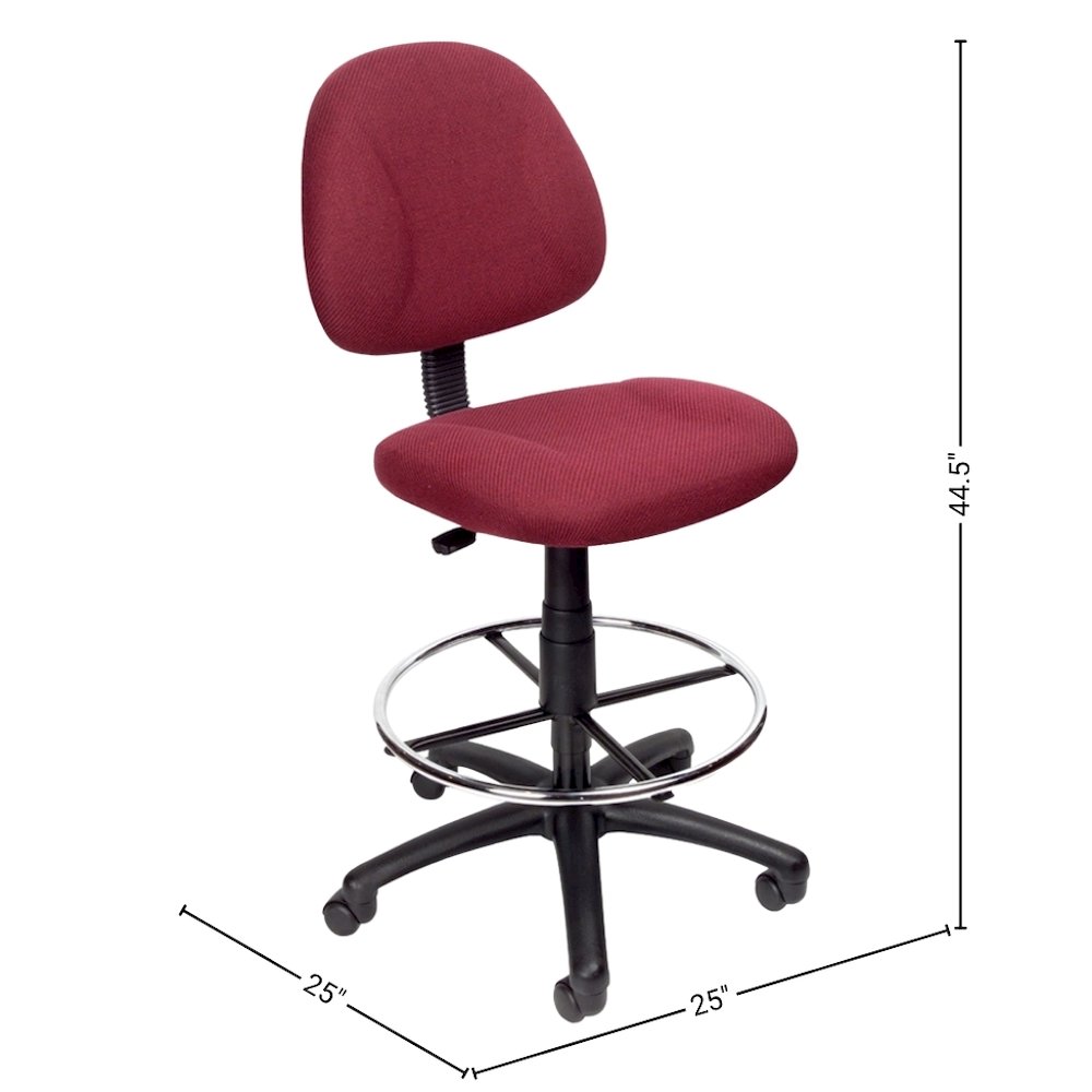 Burgundy Drafting Chair, Tall Office Chair For Standing Or Tall Desk Use. Picture 5