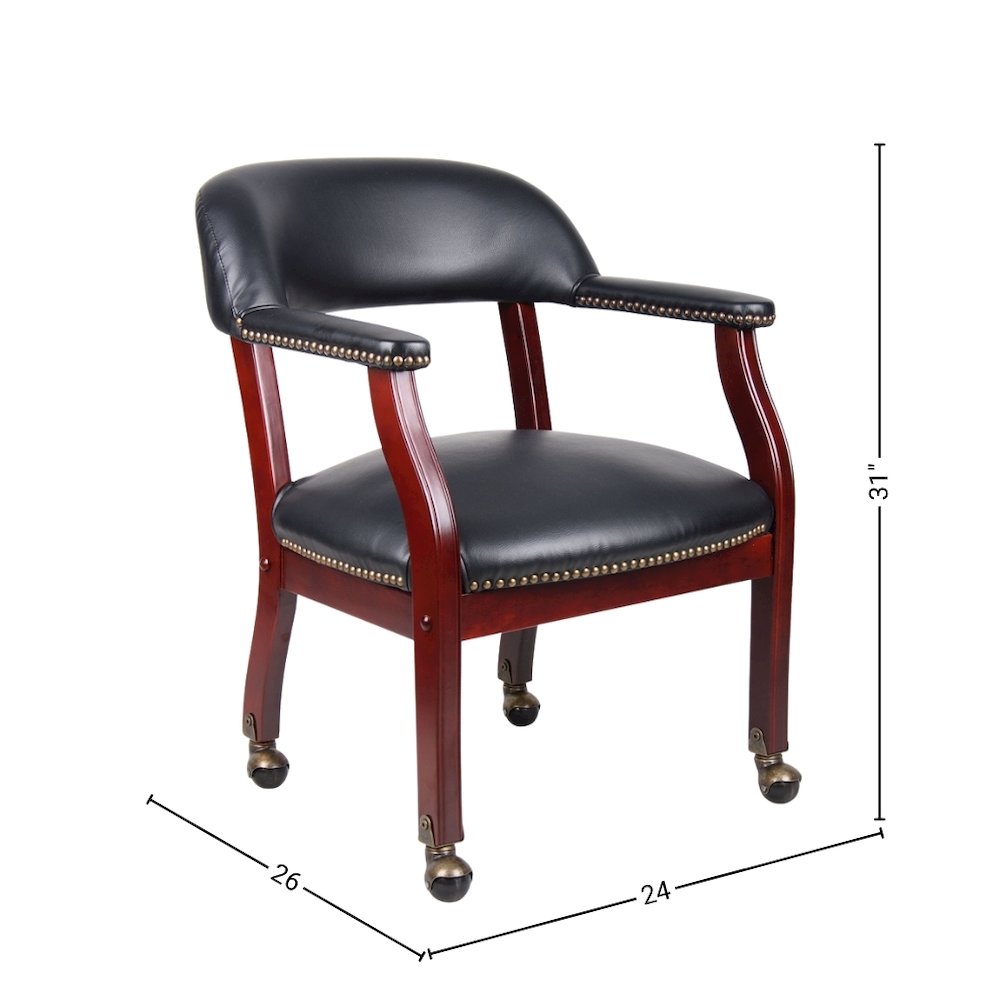 Black Wooden Chair With Arms, Dining or Kitchen Chair With Casters. Picture 5