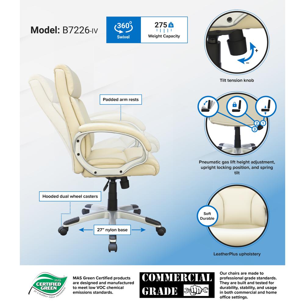 Boss Modern Mid Back Executive Chair, Ivory. Picture 7