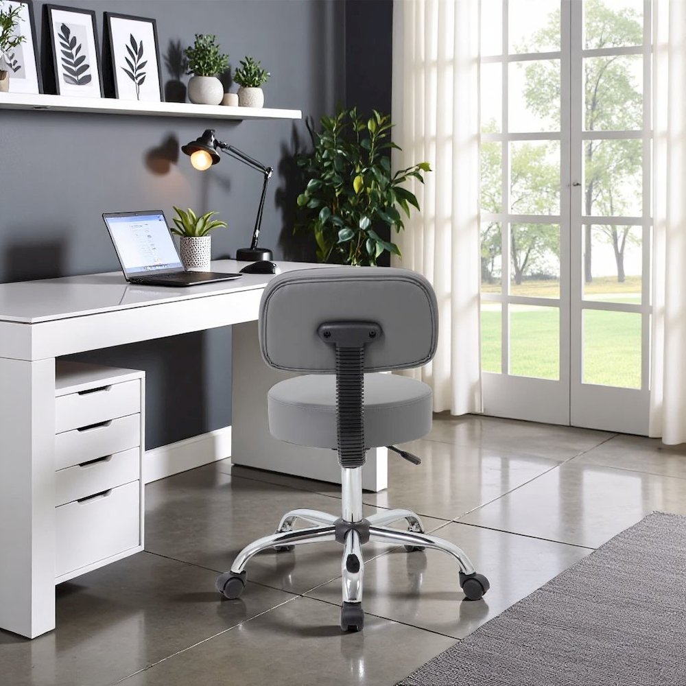 Gray Vinyl Office Guest Chair for Reception or Client Seating Areas. Picture 3
